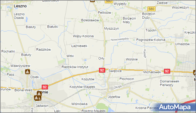 mapa Orły gmina Ożarów Mazowiecki, Orły gmina Ożarów Mazowiecki na mapie Targeo