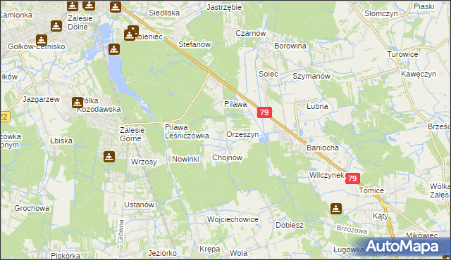 mapa Orzeszyn, Orzeszyn na mapie Targeo