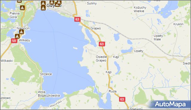 mapa Osiedle Grajwo, Osiedle Grajwo na mapie Targeo