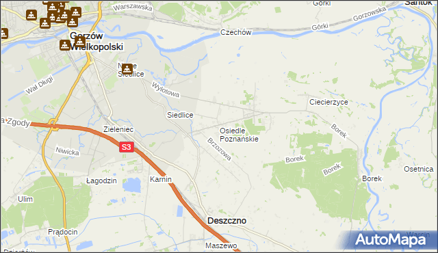 mapa Osiedle Poznańskie, Osiedle Poznańskie na mapie Targeo