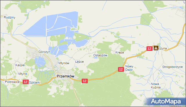 mapa Ostaszów, Ostaszów na mapie Targeo