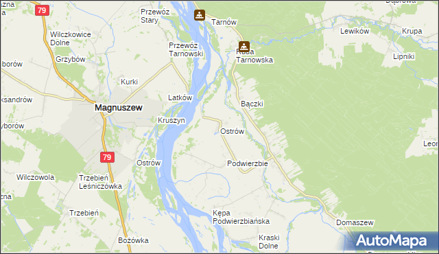 mapa Ostrów gmina Maciejowice, Ostrów gmina Maciejowice na mapie Targeo