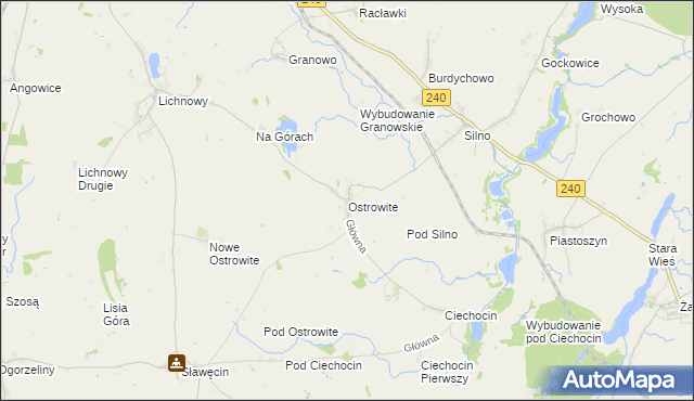 mapa Ostrowite gmina Chojnice, Ostrowite gmina Chojnice na mapie Targeo