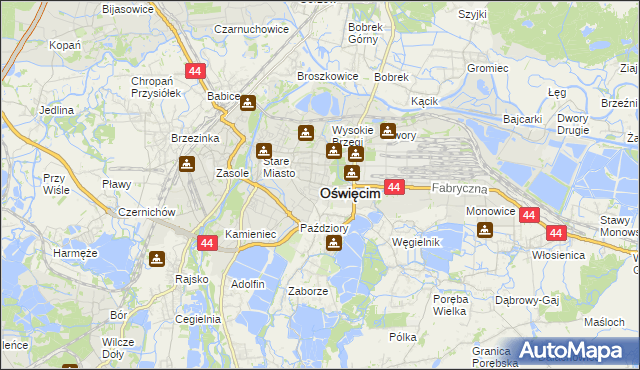 mapa Oświęcimia, Oświęcim na mapie Targeo