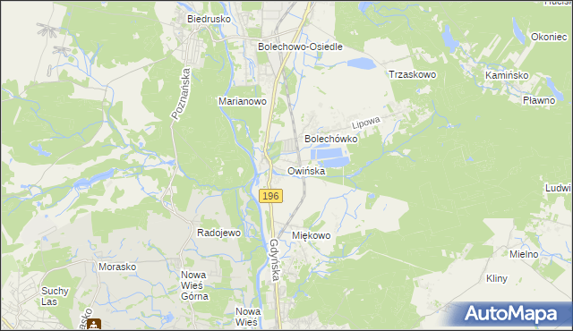 mapa Owińska, Owińska na mapie Targeo