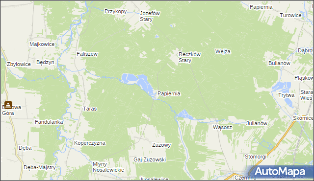 mapa Papiernia gmina Przedbórz, Papiernia gmina Przedbórz na mapie Targeo