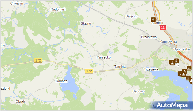 mapa Parsęcko, Parsęcko na mapie Targeo