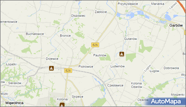 mapa Paulinów gmina Nałęczów, Paulinów gmina Nałęczów na mapie Targeo