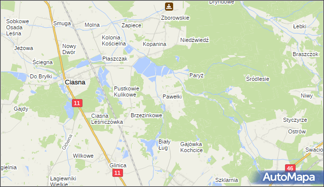 mapa Pawełki gmina Kochanowice, Pawełki gmina Kochanowice na mapie Targeo