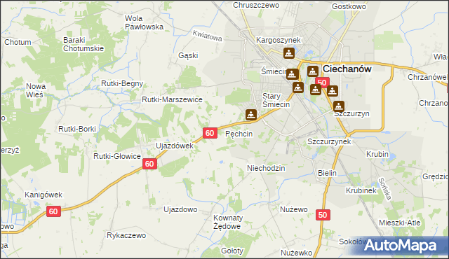 mapa Pęchcin, Pęchcin na mapie Targeo