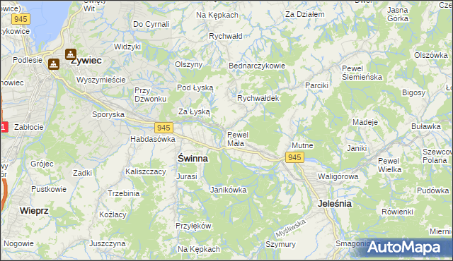 mapa Pewel Mała, Pewel Mała na mapie Targeo