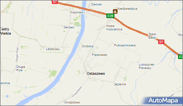 mapa Piaskowiec gmina Ostaszewo, Piaskowiec gmina Ostaszewo na mapie Targeo