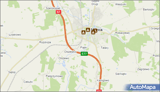 mapa Piątki gmina Nidzica, Piątki gmina Nidzica na mapie Targeo