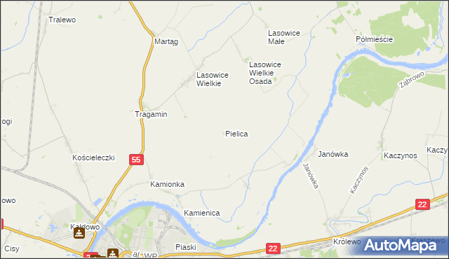 mapa Pielica, Pielica na mapie Targeo