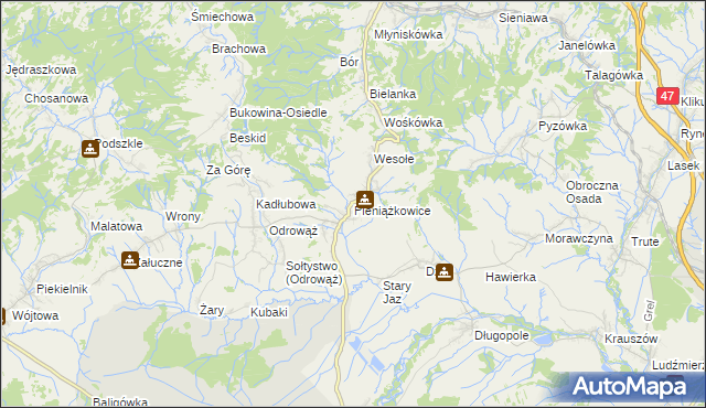 mapa Pieniążkowice, Pieniążkowice na mapie Targeo