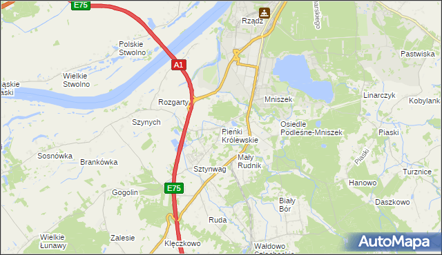 mapa Pieńki Królewskie, Pieńki Królewskie na mapie Targeo