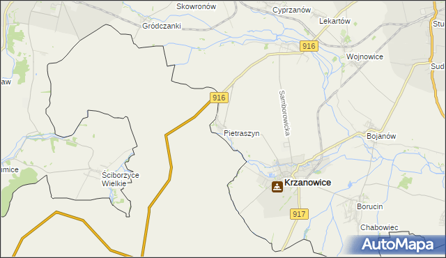 mapa Pietraszyn, Pietraszyn na mapie Targeo