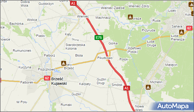 mapa Pikutkowo, Pikutkowo na mapie Targeo