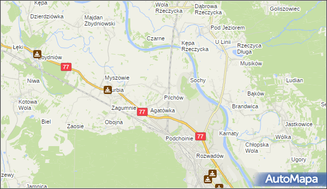 mapa Pilchów, Pilchów na mapie Targeo