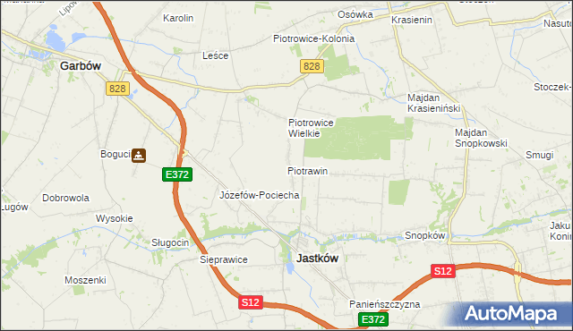 mapa Piotrawin gmina Jastków, Piotrawin gmina Jastków na mapie Targeo