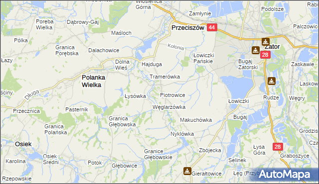 mapa Piotrowice gmina Przeciszów, Piotrowice gmina Przeciszów na mapie Targeo