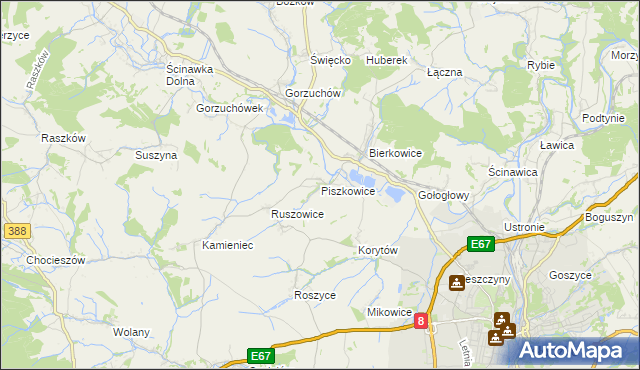 mapa Piszkowice, Piszkowice na mapie Targeo