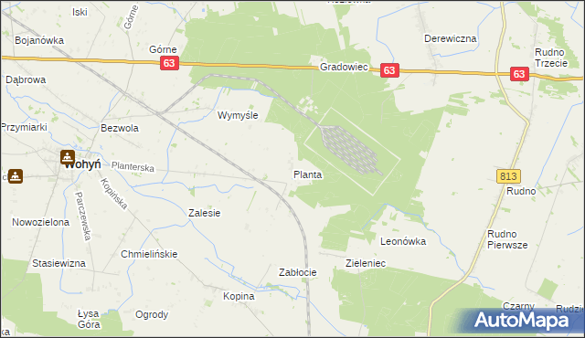 mapa Planta gmina Wohyń, Planta gmina Wohyń na mapie Targeo