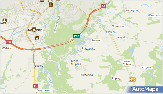 mapa Płaszewko, Płaszewko na mapie Targeo