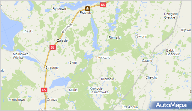 mapa Płociczno gmina Ełk, Płociczno gmina Ełk na mapie Targeo