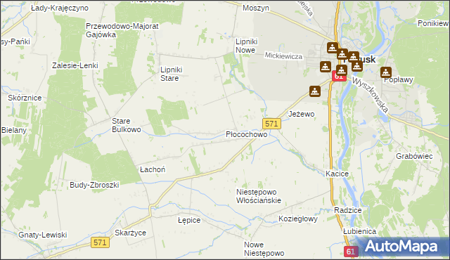 mapa Płocochowo, Płocochowo na mapie Targeo