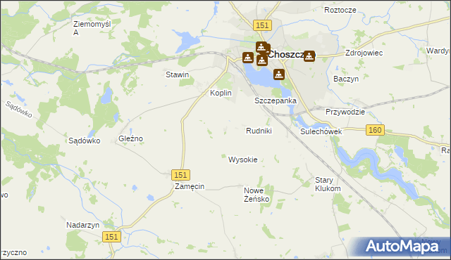 mapa Płoki gmina Choszczno, Płoki gmina Choszczno na mapie Targeo