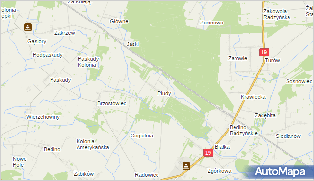 mapa Płudy gmina Radzyń Podlaski, Płudy gmina Radzyń Podlaski na mapie Targeo