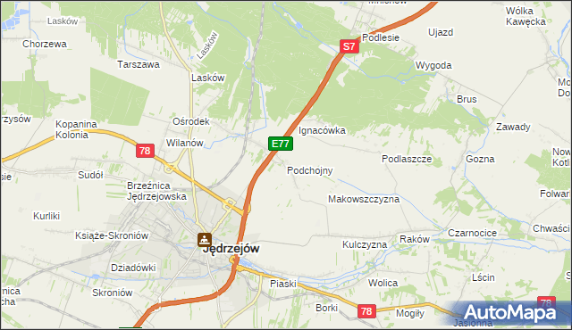 mapa Podchojny, Podchojny na mapie Targeo