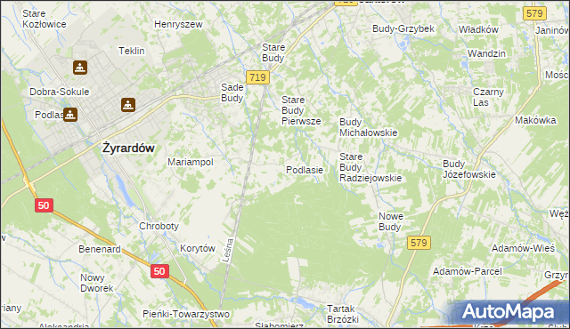 mapa Podlasie gmina Radziejowice, Podlasie gmina Radziejowice na mapie Targeo