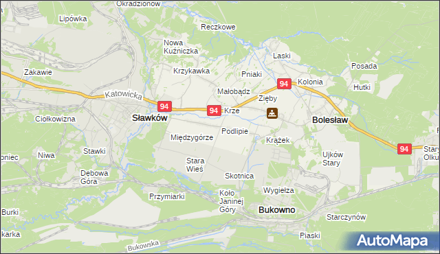 mapa Podlipie gmina Bolesław, Podlipie gmina Bolesław na mapie Targeo