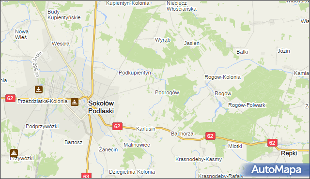 mapa Podrogów, Podrogów na mapie Targeo