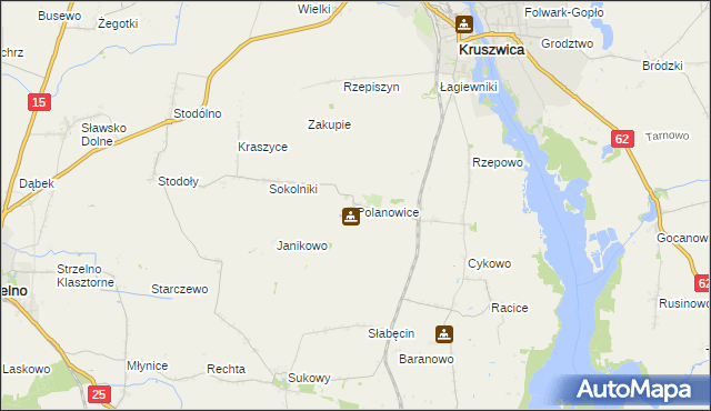 mapa Polanowice gmina Kruszwica, Polanowice gmina Kruszwica na mapie Targeo