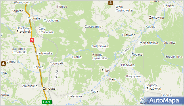 mapa Poręby Dymarskie, Poręby Dymarskie na mapie Targeo