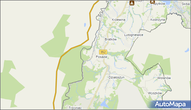 mapa Posada gmina Bogatynia, Posada gmina Bogatynia na mapie Targeo