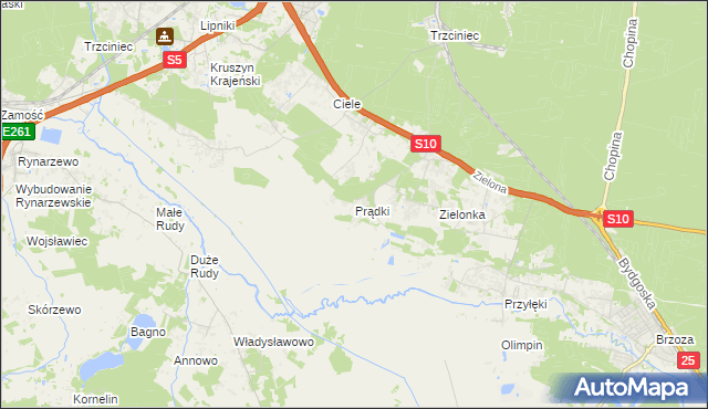 mapa Prądki, Prądki na mapie Targeo