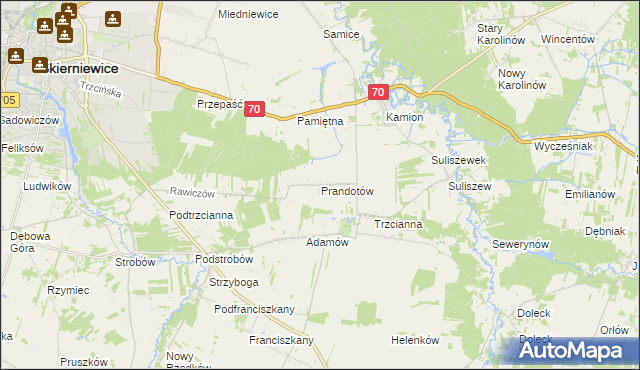 mapa Prandotów, Prandotów na mapie Targeo