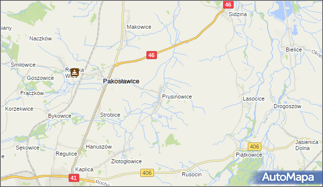 mapa Prusinowice gmina Pakosławice, Prusinowice gmina Pakosławice na mapie Targeo