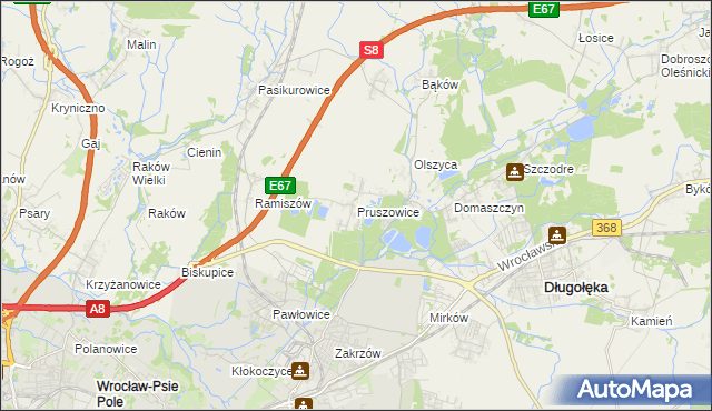 mapa Pruszowice, Pruszowice na mapie Targeo