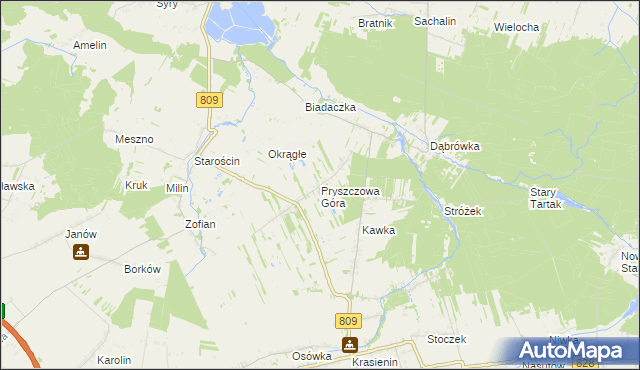 mapa Pryszczowa Góra, Pryszczowa Góra na mapie Targeo