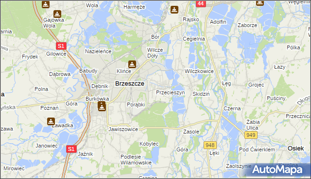 mapa Przecieszyn, Przecieszyn na mapie Targeo