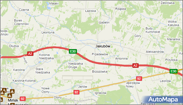 mapa Przedewsie gmina Jakubów, Przedewsie gmina Jakubów na mapie Targeo