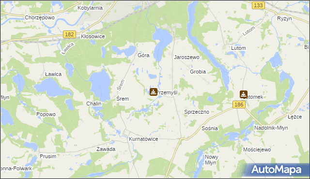 mapa Przemyśl gmina Sieraków, Przemyśl gmina Sieraków na mapie Targeo