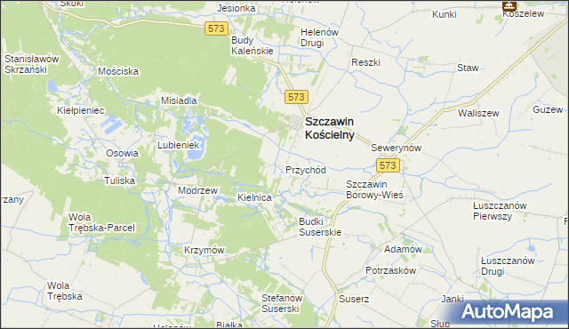 mapa Przychód gmina Szczawin Kościelny, Przychód gmina Szczawin Kościelny na mapie Targeo