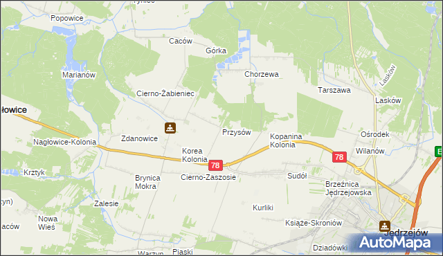 mapa Przysów, Przysów na mapie Targeo