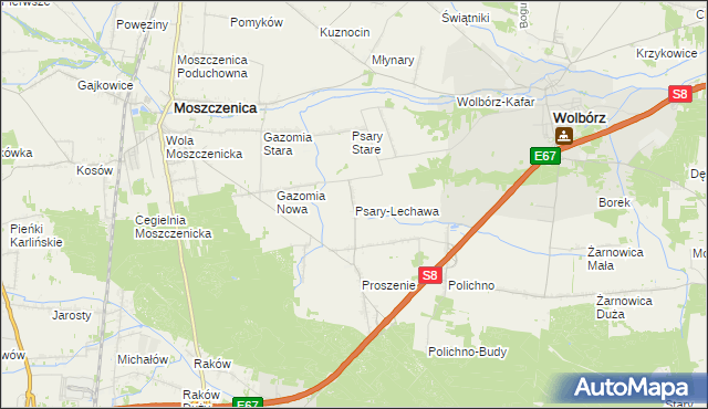 mapa Psary-Lechawa, Psary-Lechawa na mapie Targeo